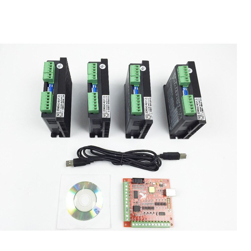 CNC mach3 usb 4  ŰƮ, 2DM542 4  ̹ ü M542,2M542 + mach3 4  USB CNC   Ʈѷ ī 100KHz